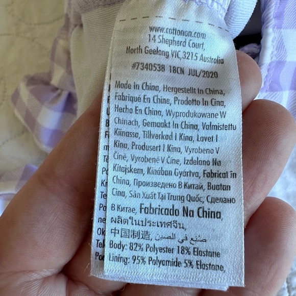 Cotton On Baby Swimsuit - Purple Gingham w/ Sleeve Ruffle - Size 00 / 3-6 months - Picture 4 of 4